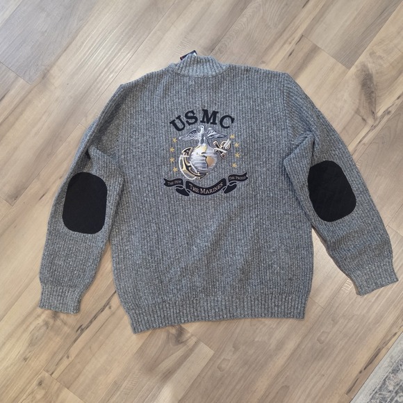 Bradford change Other - United states marine corp semper fi full zip Knit embroidered sweater XL NWT
